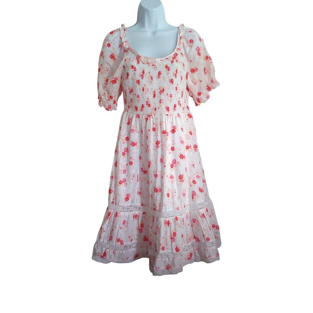Loveshack Fancy x Target Coquette Cottage Milkmaid Ruffle Floral Smocked Dress M